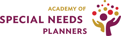 Academy of Special Needs Planners logo with two hands releasing colorful dots in purple, red, and gold