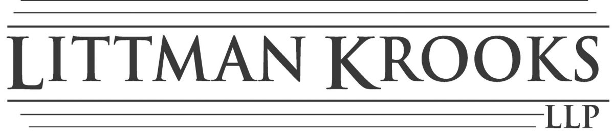 Littman Krooks LLP law firm logo in dark gray bold serif text with horizontal lines above and below
