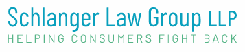 Schlanger Law Group LLP logo with tagline "Helping Consumers Fight Back" in teal and green text