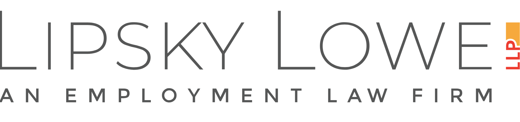 Lipsky Lowe LLP logo with tagline An Employment Law Firm in gray text and orange accent square