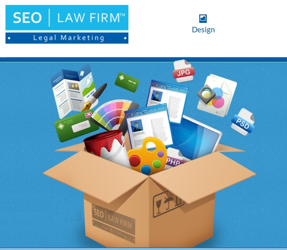 SEO | Law Firm Expands Branding Services 7 SEO Law Firm Legal Marketing branded box overflowing with design elements including JPG, PSD, PHP files, paint palette, an...