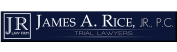 James A. Rice, Jr. P.C. Trial Lawyers logo with JR initials in dark square