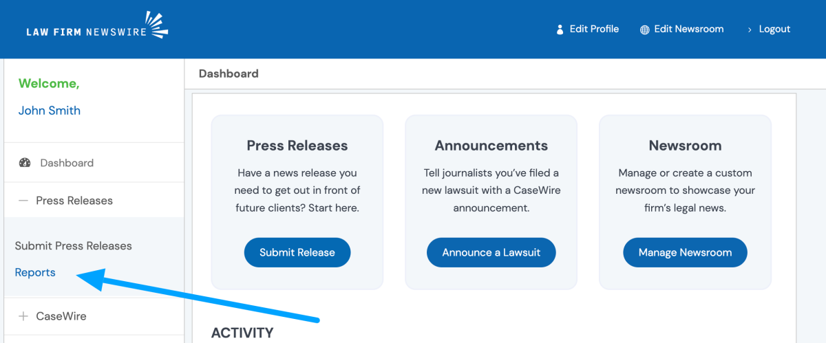 Getting to reports from the dashboard.