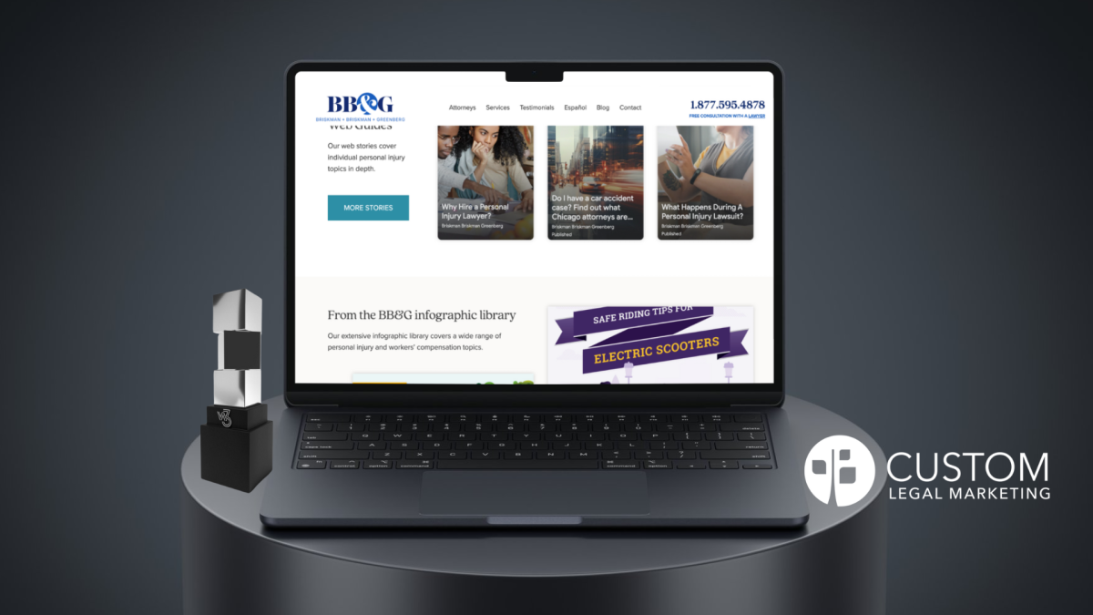 Custom Legal Marketing Wins W3 Award for Briskman Briskman & Greenberg Personal Injury & Car Accident Lawyers New Website 1 CLM W3 Award 1